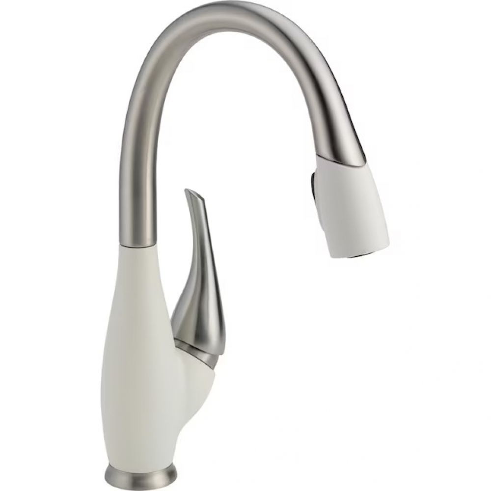 MONOCOMANDO DE COZINHA COM DUCHA REMOVÍVEL FUSE - AÇO ESCOVADO E PRETO - DELTA FAUCET